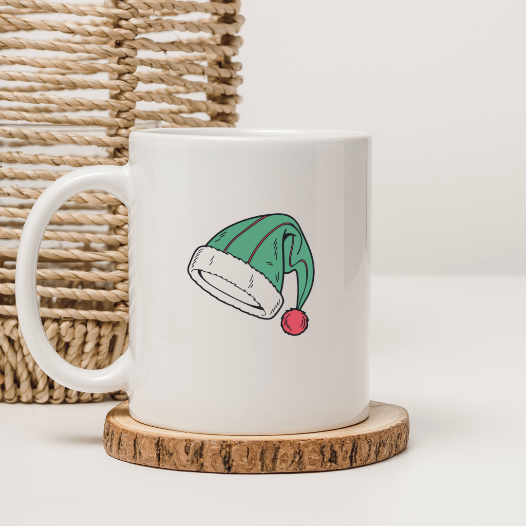 Mug festif avec motif de chapeau de Noël joyeux dessin unique feng shui coloré