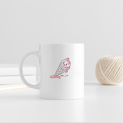 Mug décoré d'un dessin kawaii de cornet de glace fondant, ambiance gourmande