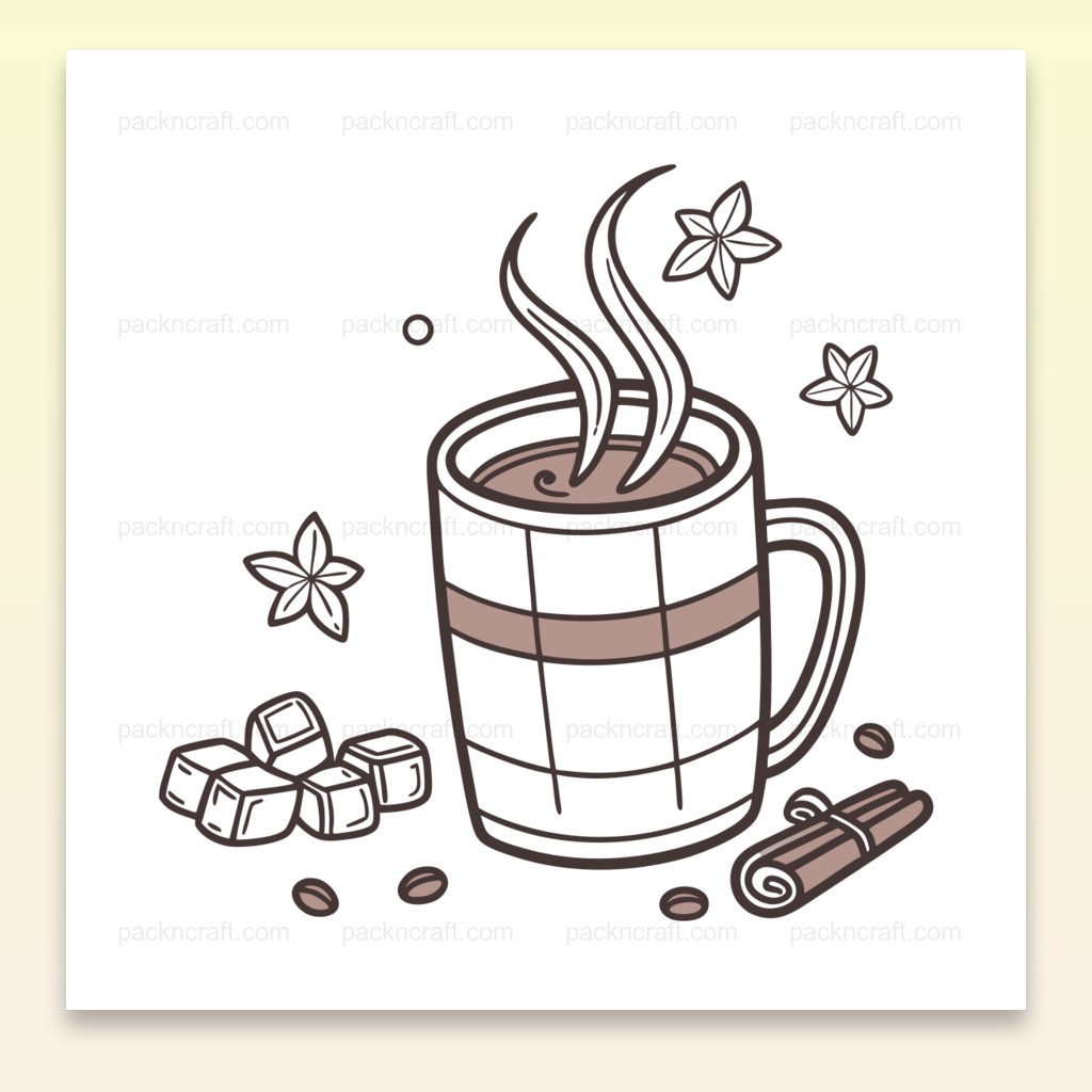 Illustration de chocolat chaud doodle, parfaite pour faire des stickers et projets DIY.