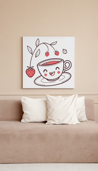 Cadre joyeux style kawaii avec fraises et tons fruités amusants