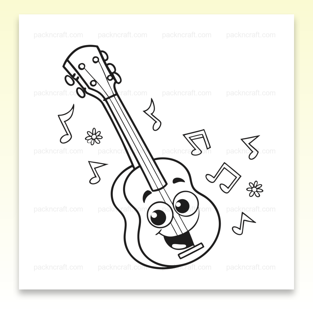 Illustration joyeuse de guitare en SVG pour musique et création.
