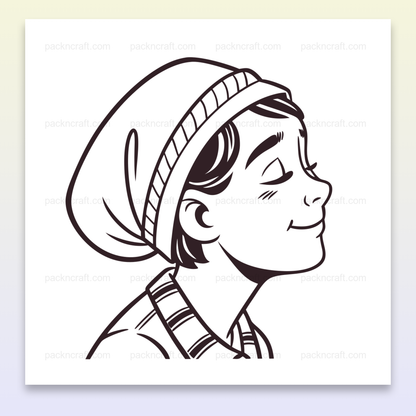 Illustration d'un garçon rêveur en style ligne épuré, idéale pour déco et projets créatifs.