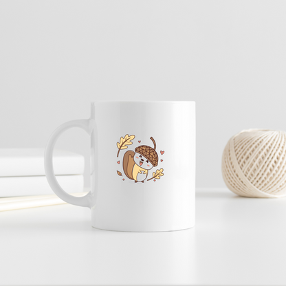 Mug avec un écureuil joyeux style kawaii pour l'automne
