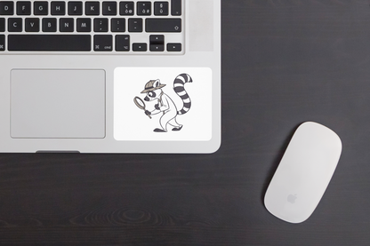 Sticker avec un lémurien détective curieux dans la jungle, style cartoon amusant