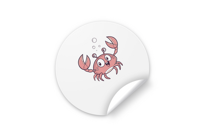 Sticker avec un crabe joyeux en style vectoriel doux évoquant un océan ludique