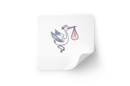 Sticker de cigogne kawaii, accessoire de papeterie