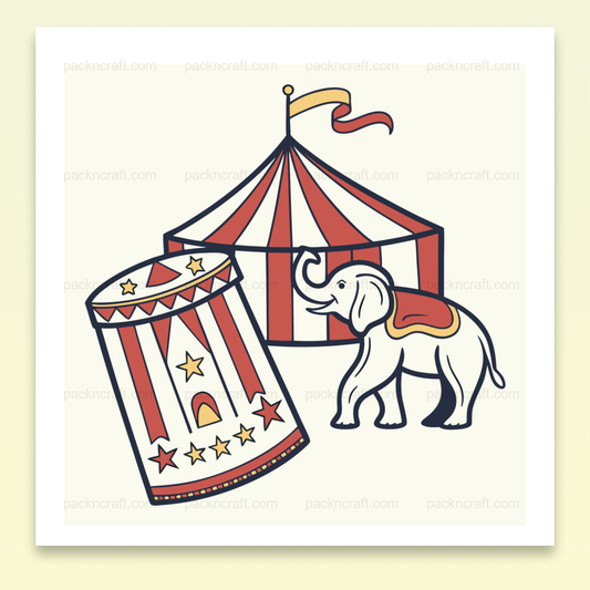 Éléphant de cirque et chapiteau dans un style rétro vintage