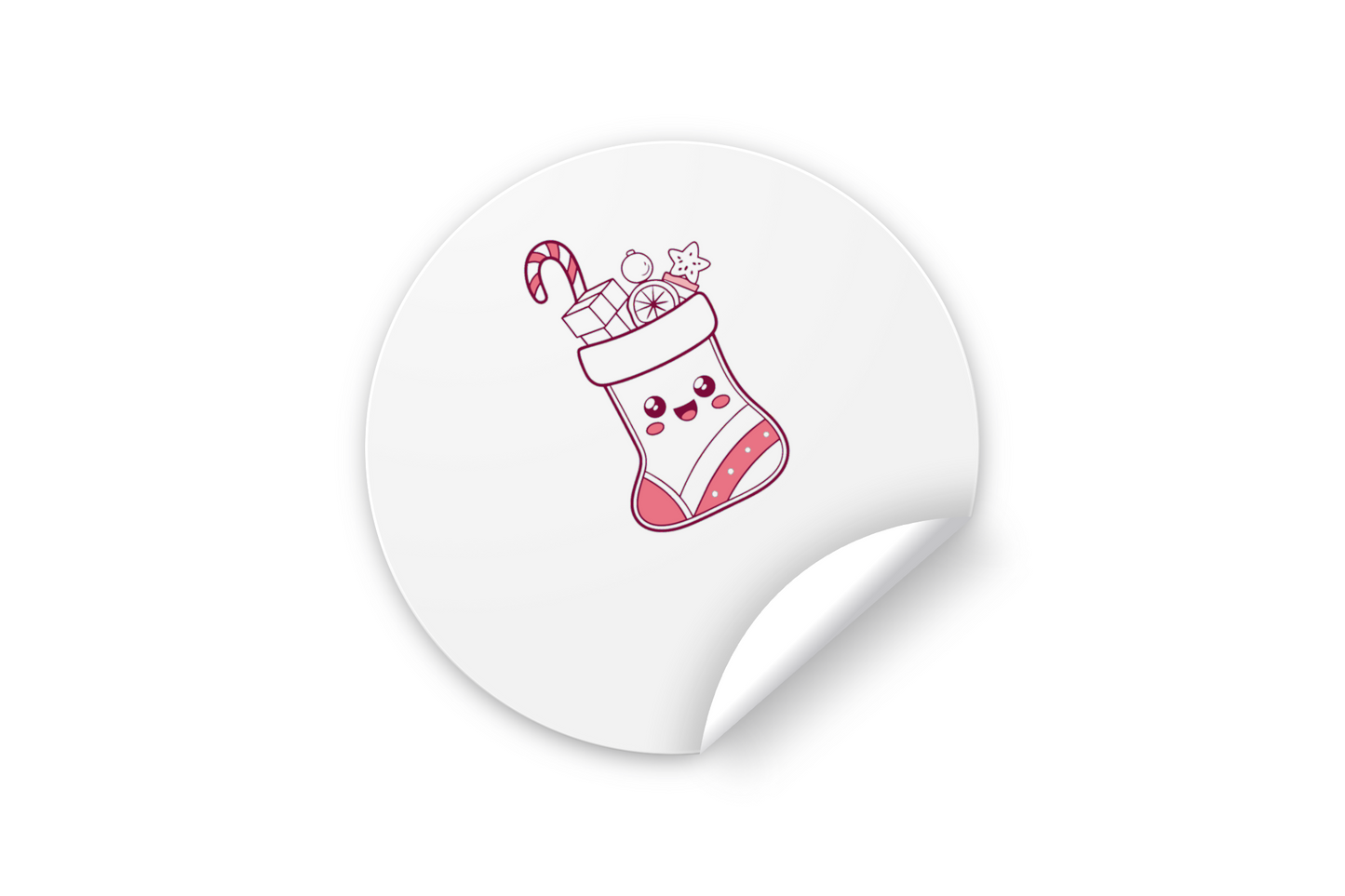 Sticker festif avec une chaussette de Noël joyeuse style pastel pour festivités hivernales
