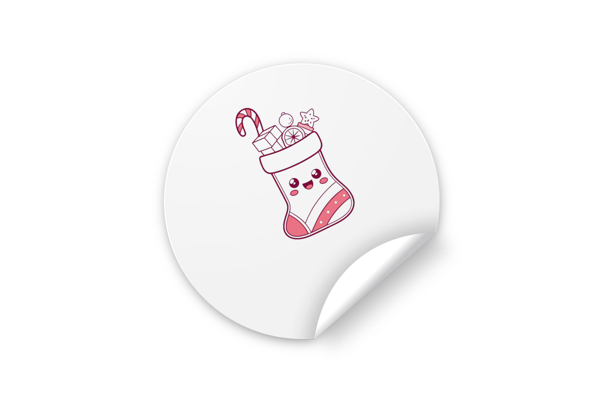 Sticker festif avec une chaussette de Noël joyeuse style pastel pour festivités hivernales