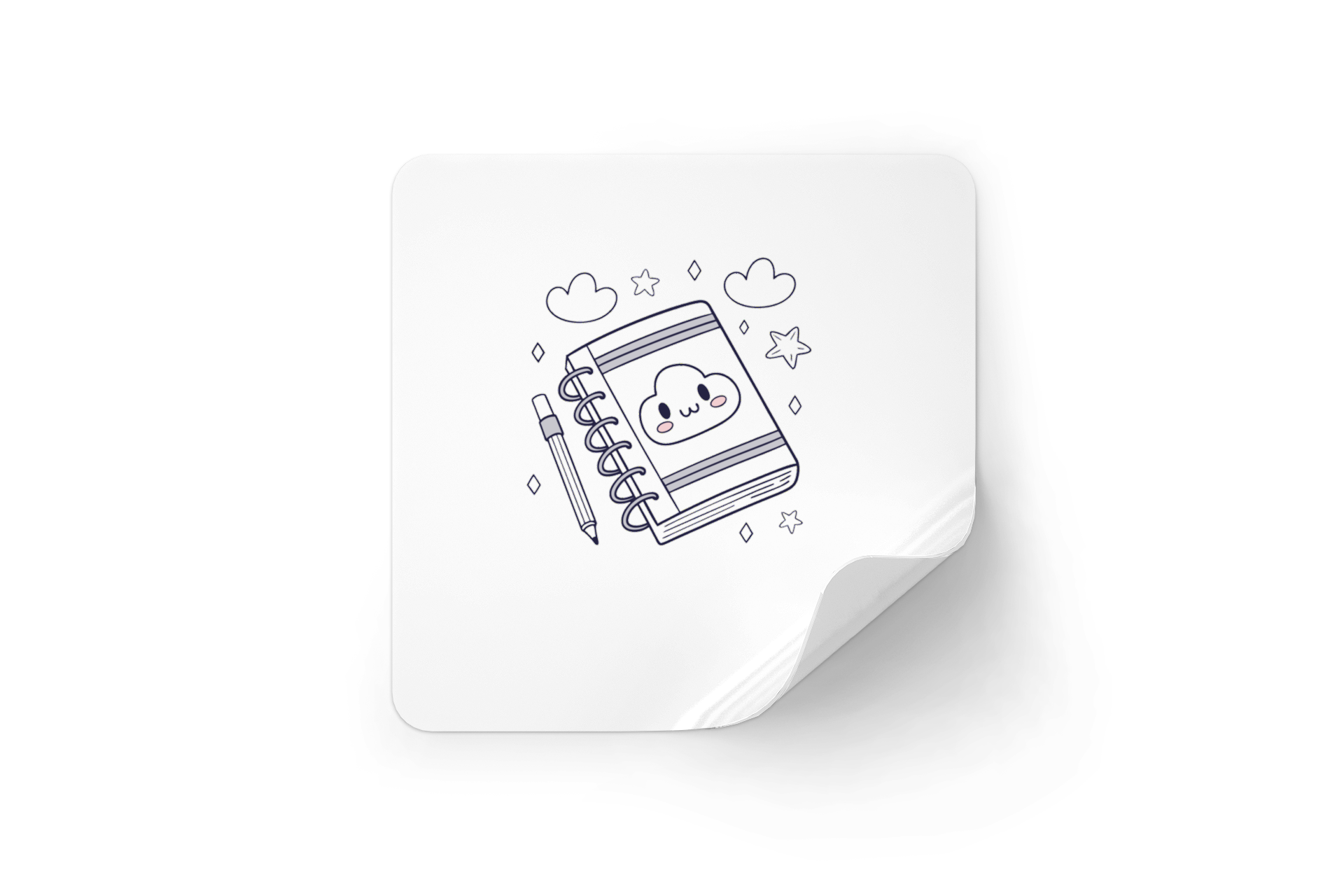 Sticker adorable avec nuage rêveur minimaliste ambiance kawaii et créative