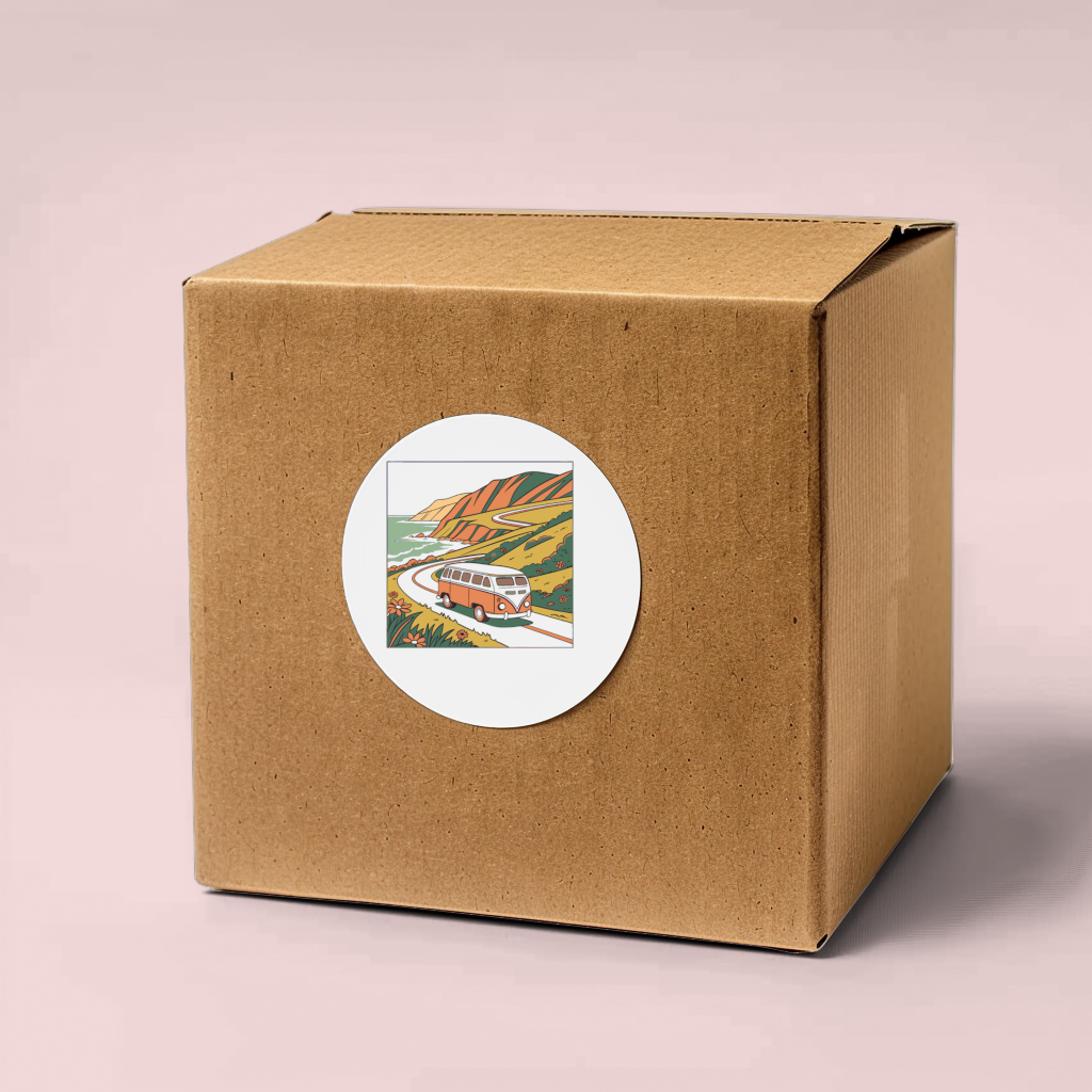 Sticker Combi vintage : voyage sur la route côtière.