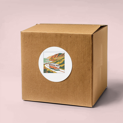 Sticker Combi vintage : voyage sur la route côtière.