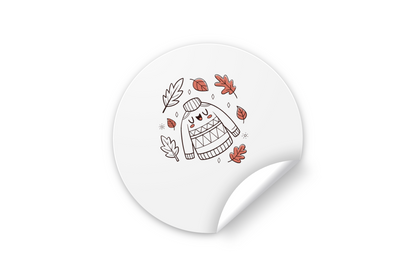 Sticker décoratif avec icône de joueur et feuilles pastel dans un tourbillon d'automne