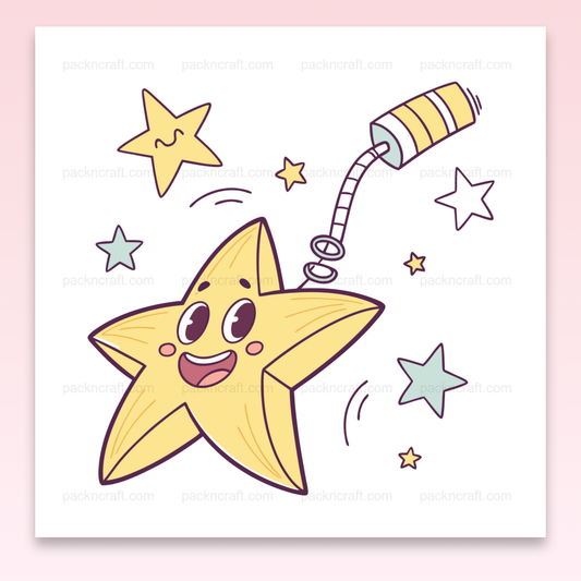 Illustration d'une étoile joyeuse jaillissante, idéale pour décorations.
