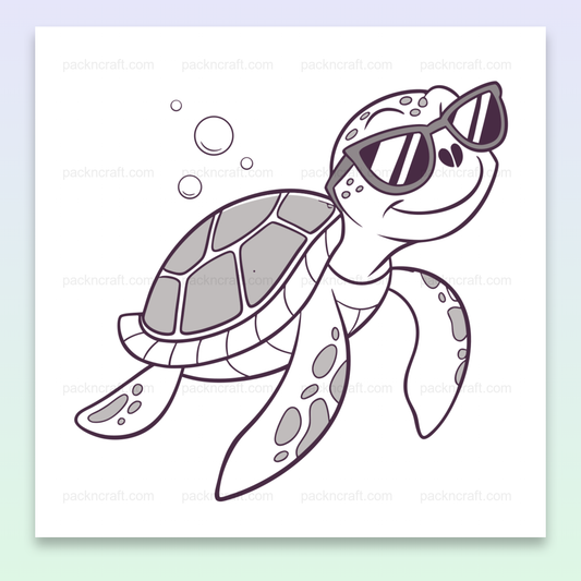 Illustration SVG de tortue avec lunettes de soleil, style funky, usages éducatifs et décoratifs