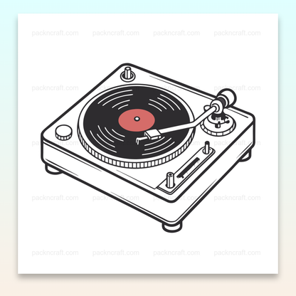 Illustration d'un tourne-disque rétro en SVG, utilisable pour des projets créatifs et éducatifs.