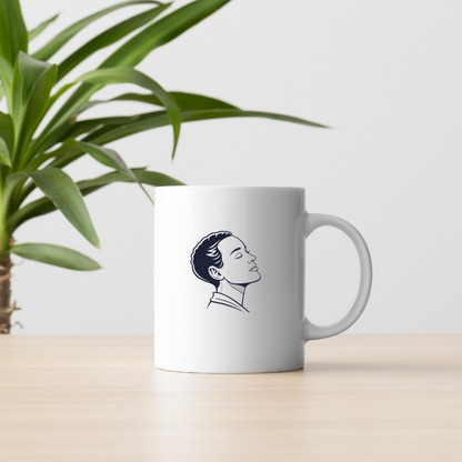 Mug avec visage apaisant style vectoriel raffiné pour une touche émotionnelle