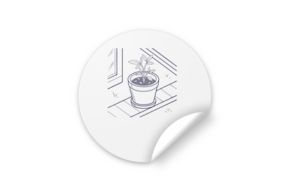 Sticker nature avec jeune plante en pot, parfait pour une ambiance sereine et élégante
