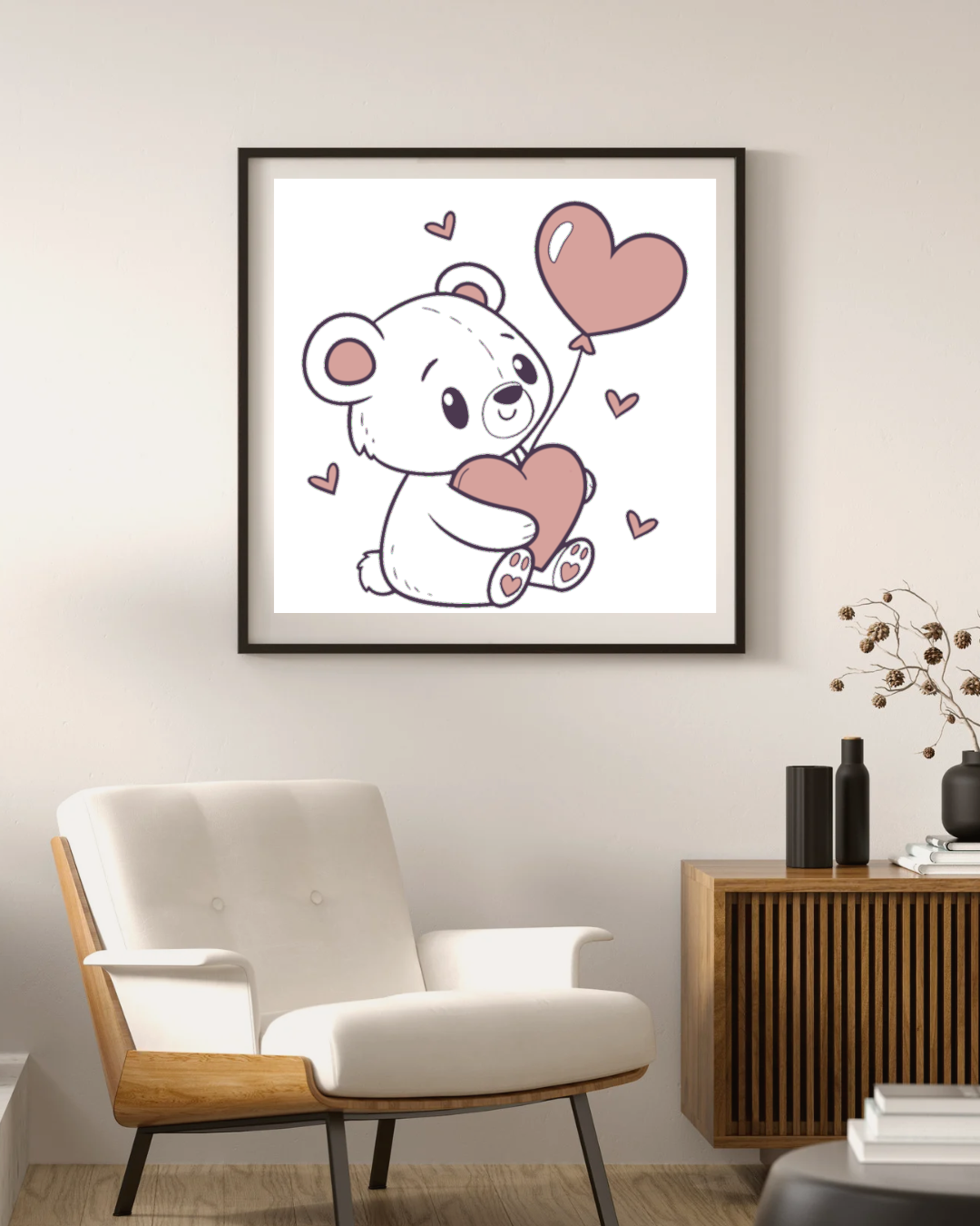 Image de Teddy-Love en cadre, idéale pour papeterie romantique.