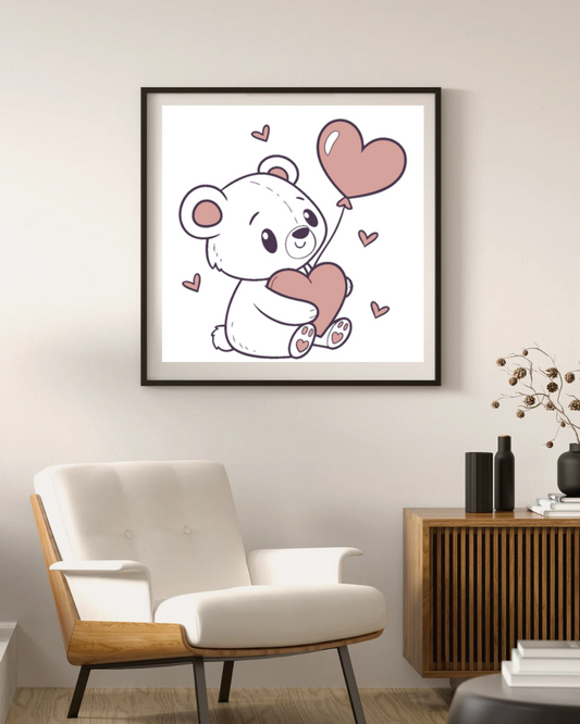 Image de Teddy-Love en cadre, idéale pour papeterie romantique.
