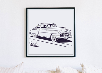Cadillac Vintage en Route | Style Rétro SVG | Thème Nostalgie