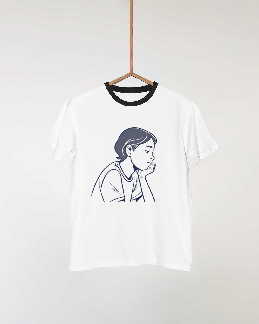 T-shirt montrant un enfant réfléchi façon numérique pour un style moderne et unique