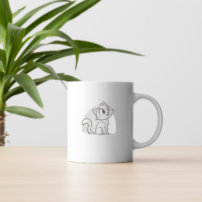 Mug avec icône de chat joyeux en style minimaliste