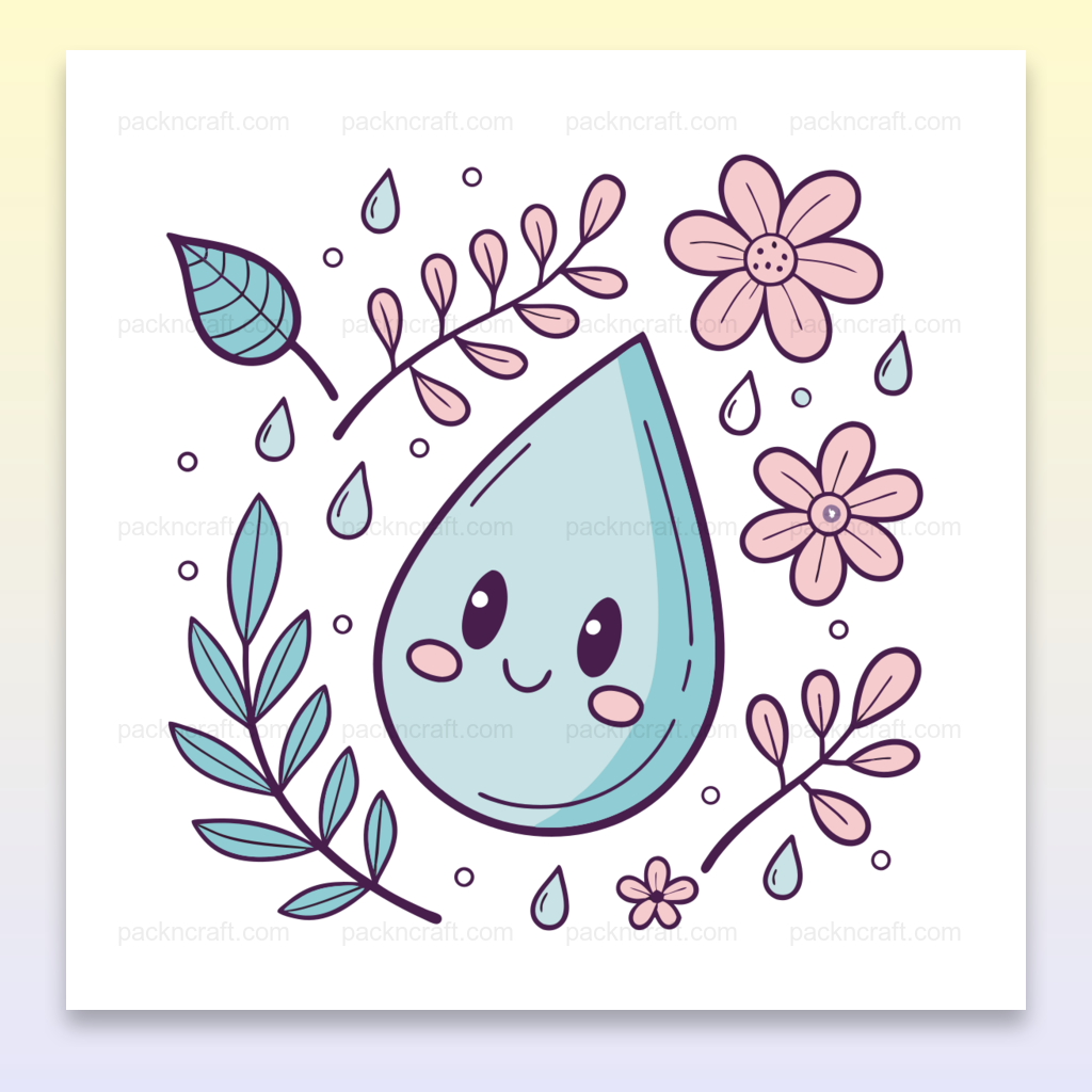 Illustration de goutte joyeuse en SVG pastel pour papeterie et DIY
