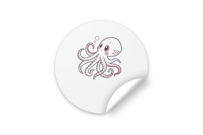 Sticker avec poulpe curieux pastel sur fond marin, stylé et captivant