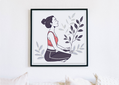 Instructrice Yoga Méditation | SVG Élégant | Thème Botanique