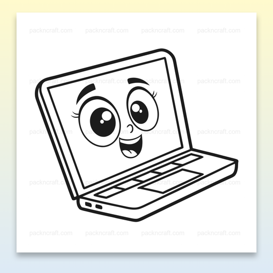 Illustration de laptop joyeux en style minimaliste pour usage créatif et éducatif