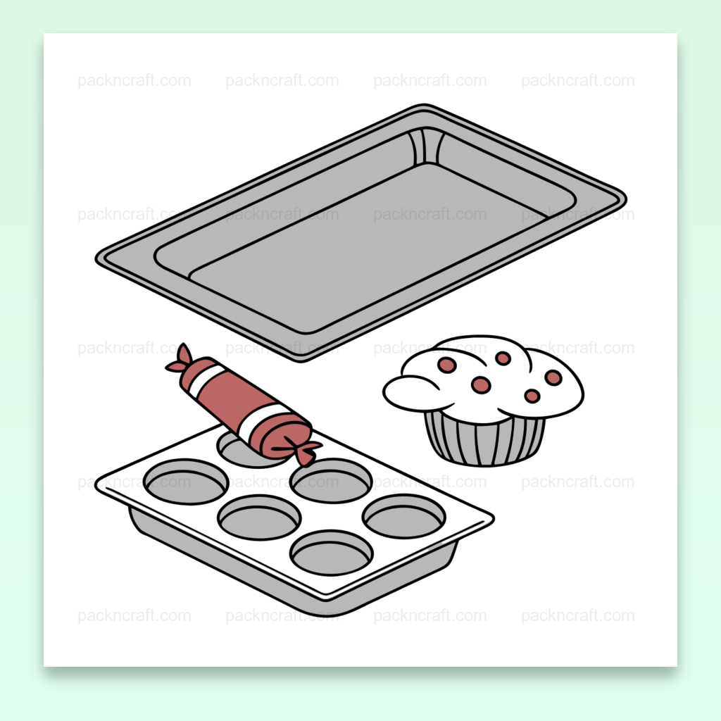 Illustration pastel d'ustensiles de pâtisserie pour projets créatifs et décoration.