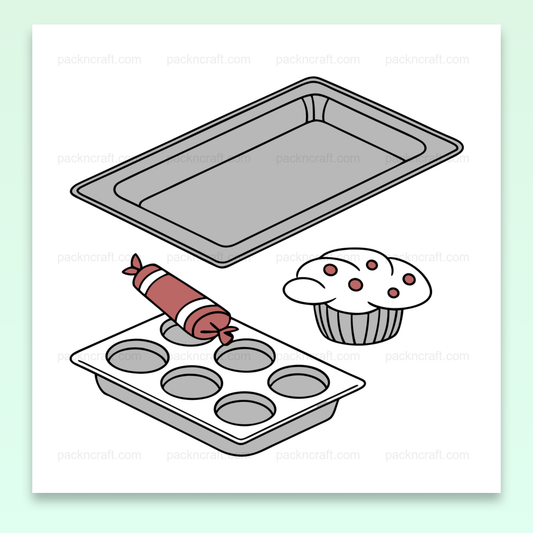 Illustration pastel d'ustensiles de pâtisserie pour projets créatifs et décoration.