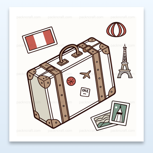 Illustration de valise en voyage avec éléments de Paris, inspirant pour le DIY.
