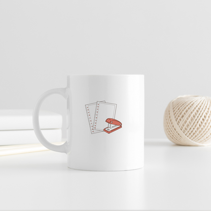 Mug avec agrafeuse vectorielle décorative pour thème de bureau original