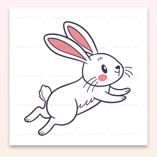 Illustration de lapin bondissant en style doodle. Utilisable pour DIY, papeterie.