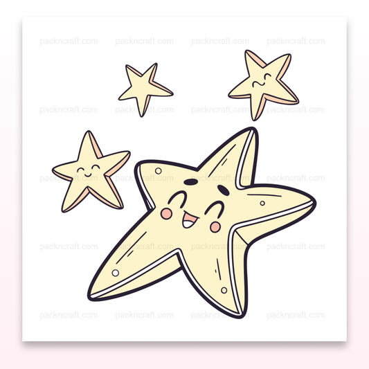 Illustration d'une étoile de mer rieuse, fichier numérique SVG idéal pour déco DIY.