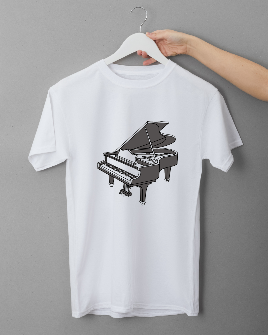 T-shirt avec motif piano à queue stylisé pour les passionnés de musique