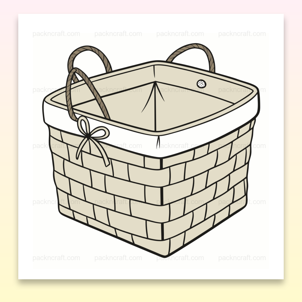 Illustration de panier tressé élégant en SVG, idéal pour projets de décoration et DIY