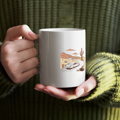 Tasse avec illustration vintage de voiture, pour débuter la journée avec style