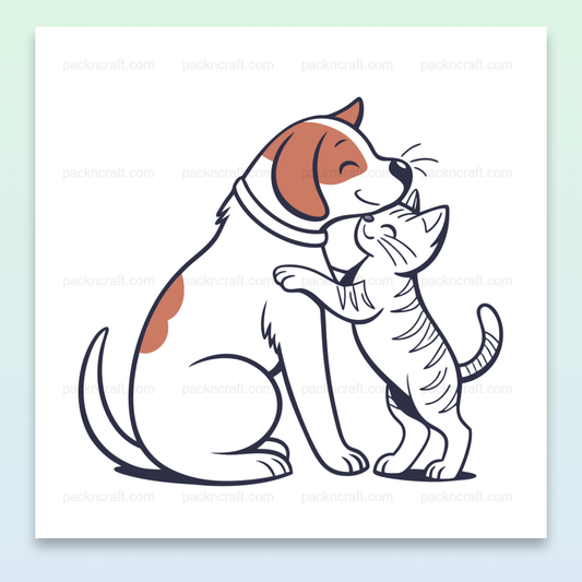 Illustration câline de chien et chat, idéale pour stickers et papeterie