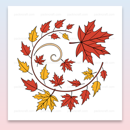 Illustration vectorielle de feuilles automnales en tourbillon, utilisable pour DIY et papeterie.