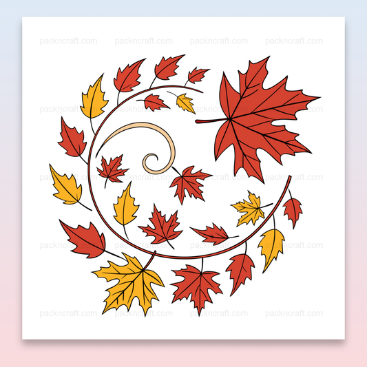 Illustration vectorielle de feuilles automnales en tourbillon, utilisable pour DIY et papeterie.
