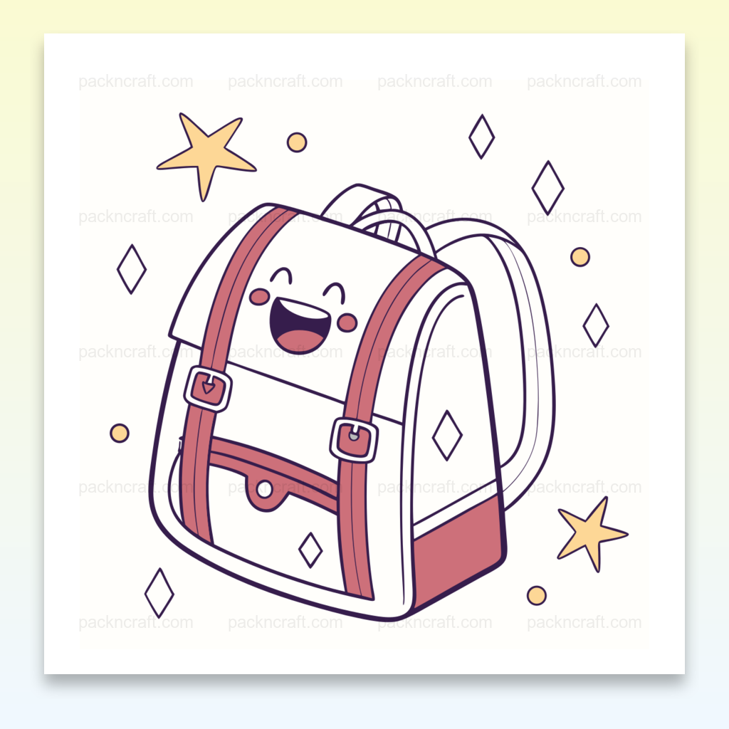 Cartable joyeux en style dessin enfantin pour projets éducatifs et déco.