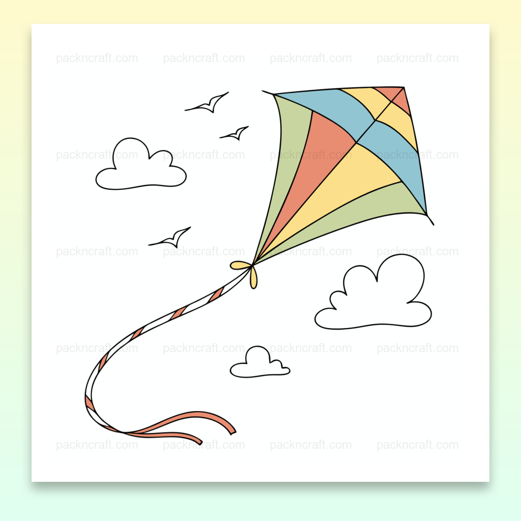 Illustration cerf-volant coloré volant dans le ciel, parfait pour DIY et décoration