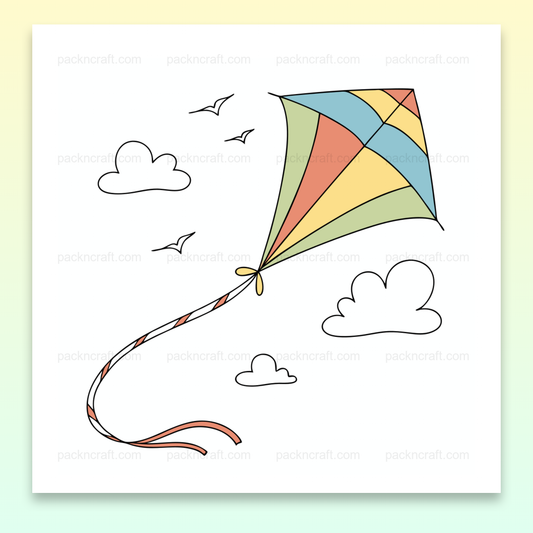 Illustration cerf-volant coloré volant dans le ciel, parfait pour DIY et décoration