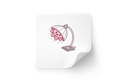 Sticker enfantin avec icône lampe-fleur rieuse en style kawaii
