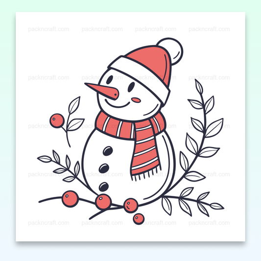 Illustration d'un bonhomme de neige joyeux en SVG, idéale pour déco hivernale.