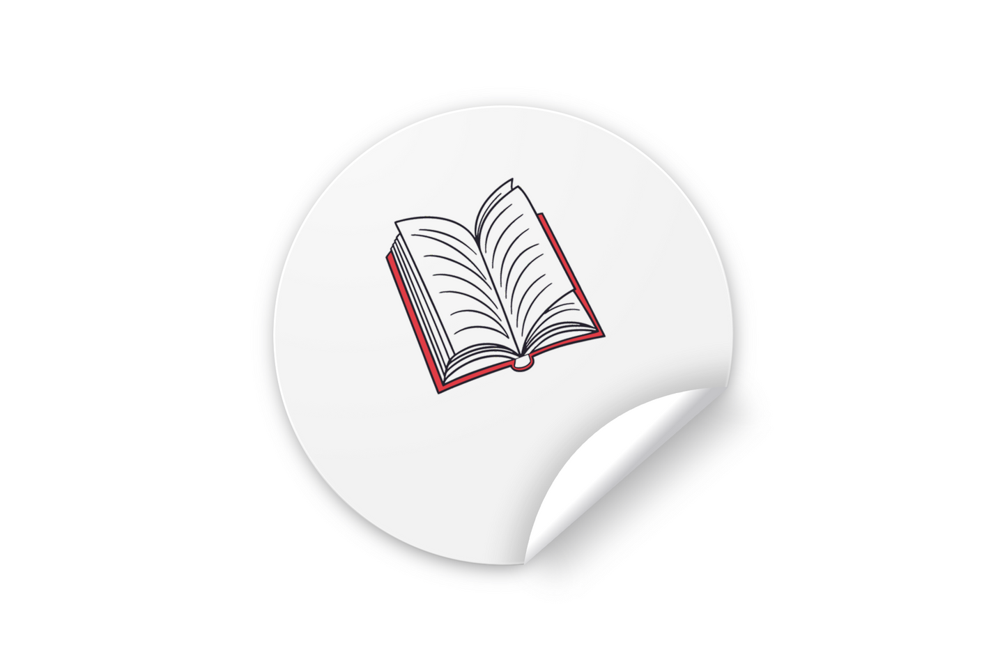 Sticker avec livre ouvert dans un style minimaliste, ambiance éducative moderne