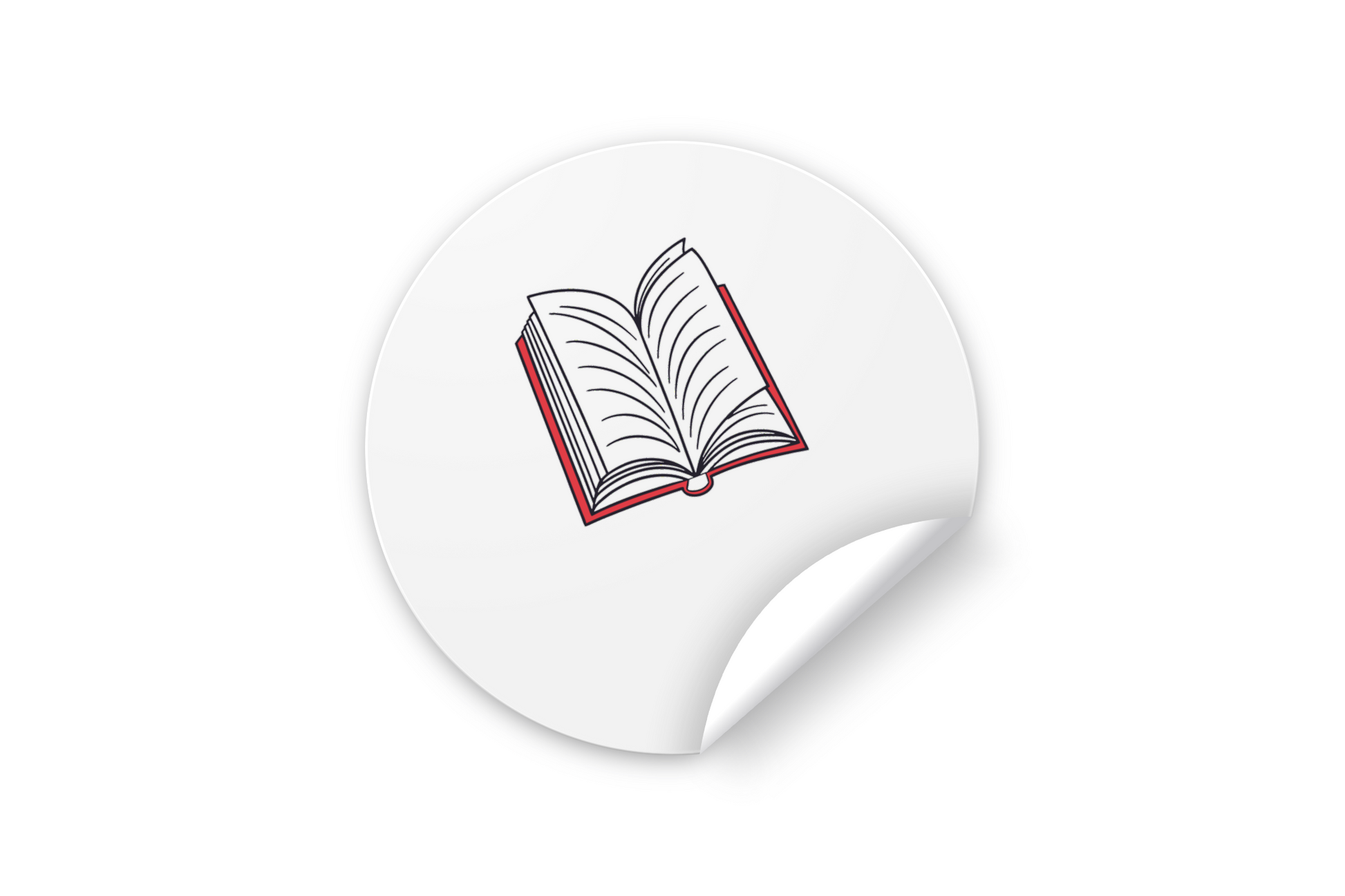 Sticker avec livre ouvert dans un style minimaliste, ambiance éducative moderne